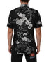 Dolce & Gabbana Black Floral Collared GOLD Casual Polo Shirt